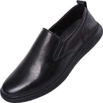 Generic Mens Top-Grain Leather Shoes, Round Toe with Non-Slip Rubber Outsole, Comfortable Formal Casual Shoes for Office Daily Wedding(5.5 UK) Black