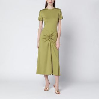 Victoria Beckham Blaire Dress With Gathered Waist In Yellowish Green
