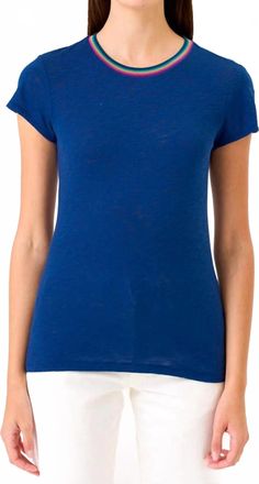 Goldie London Summer Rainbow Ringer Top In Navy