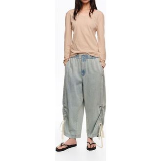 Bimba & Lola Denim Joggers With Gathering in Light Denim Blue at Nordstrom, Size Medium Eu