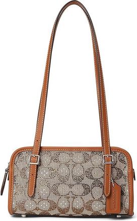 Coach Swing Zip Bag 20 In Crystal Signature Jacquard Womens Handbags Burnished Amber, Leather