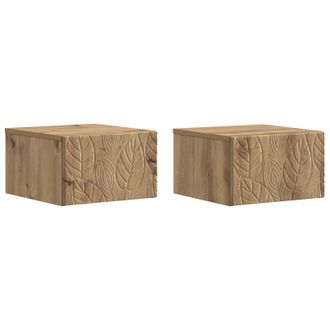 vidaXL Mesa Lateral Montada En La Pared 2 Pcs Roble Artesanal Vidaxl