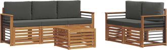 vidaXL Conjunto De Sof&aacute;s De Exterior 6 Uds. Natural Y Antracita Vidaxl