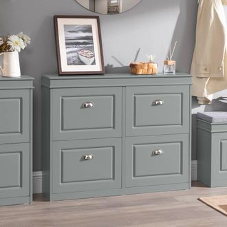 SoBuy Slim Shoe Cabinet - Flip-Down Doors in Grey