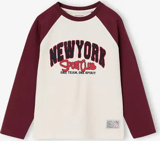 Vertbaudet Jungen Langarmshirt mit Raglan&auml;rmeln bordeaux