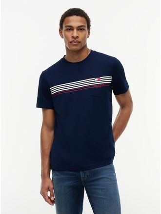Tommy Hilfiger Mens Chest Stripe Pocket T-Shirt - Navy - XXL