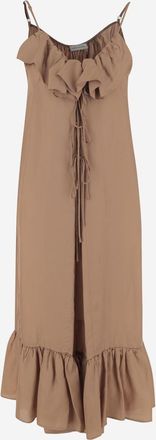 Dries Van Noten Light Brown Petticoat Dress With Ruffle