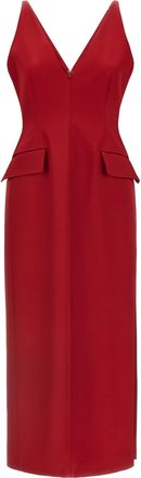 Sportmax Red Acetate Long Womens Dress