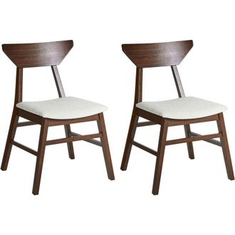 Beliani Set di 2 sedie da pranzo Seduta imbottita in poliestere, schienale in legno Marrone scuro e Beige Hopkins