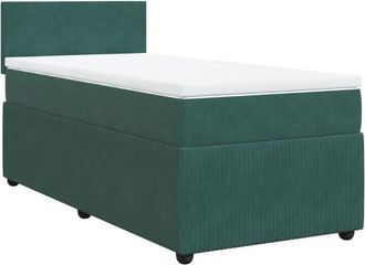 vidaXL Cama Box Spring Con Colch&oacute;n Terciopelo Verde Oscuro 90x190 Cm Vidaxl