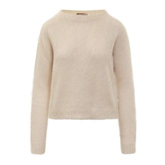 Max Mara Rondgebreide trui - Dames - Ronde hals truien - Beige - L - Truien & Vesten