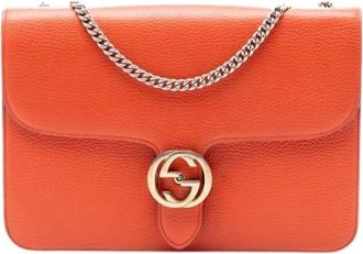 Gucci Pre-owned Shoulder Bags, female, Orange, Size: ONE SIZE Pre-owned Crossbody Bag