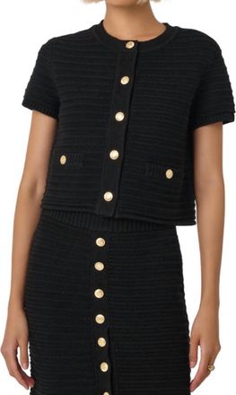Toccin Tilly Short Sleeve Cardigan In Black
