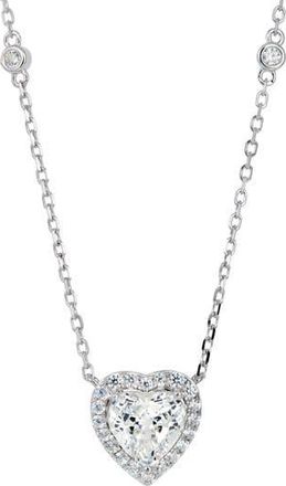 Savvy Cie Jewels Cubic Zirconia Heart Halo Pendant Necklace in White at Nordstrom Rack