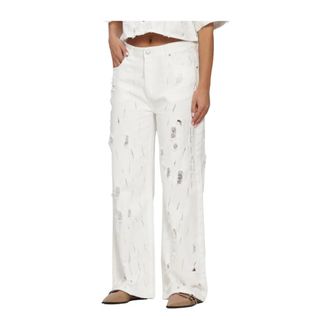 ALIX The Label Alix The Label - Dames Broeken Ladies Woven Damaged Denim Pants - Dames - Jeans - Wit - Maat: M Denim