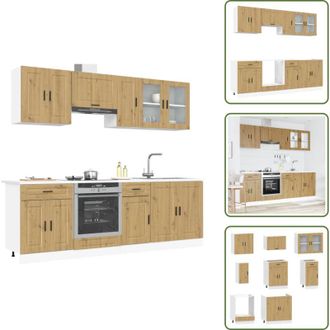 vidaXL Armadi da cucina in legno - vidaXL Set Mobili da Cucina 8 pz Kalmar Rovere Artigianale Truciolato - Armadi da cucina con ante in vetro