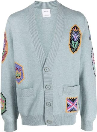 Barrie Scottish Symbols intarsia-knit cardigan - men - Cotton/Cashmere - L - Blue