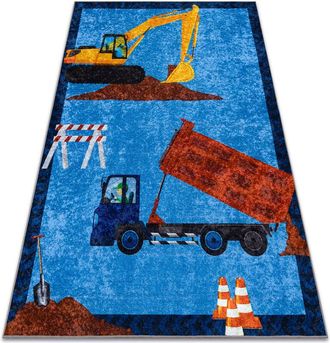 RugsX Rugsx - Alfombra Lavable Junior 51827.803 Excavador En Especie Para Ni&ntilde;os Antideslizante - Azul Blue 140x190 Cm