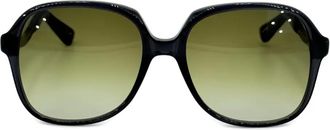 Yellows Plus Lyla zonnebril met rond montuur - Zwart