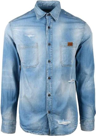 Takeshy Kurosawa Light Blue Cotton Blend Stretch Shirt