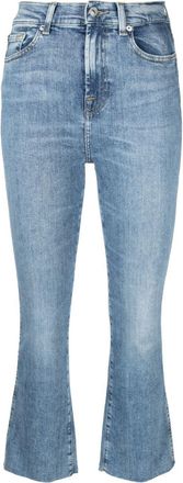 7 For All Mankind flared cropped jeans - women - Cotton/Spandex/Elastane - 27 - Blue