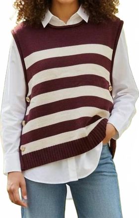 She + Sky Stripe Sweater Tank In Espresso & Cream
