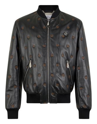 Philipp Plein Embroidered Nappa Leather Bomber Monogram Monogram