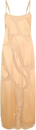 Moschino Kleedjes, Dames, Beige, S, Polyester, Lange jurk van mesh
