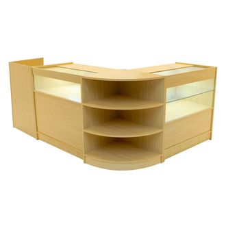 MonsterShop Europa LED Shop Counter Set B900, C900, TB60 & LM60 - Maple in Beige