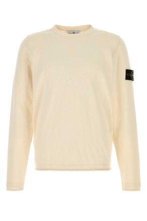 Stone Island Cream Cotton Blend Sweater