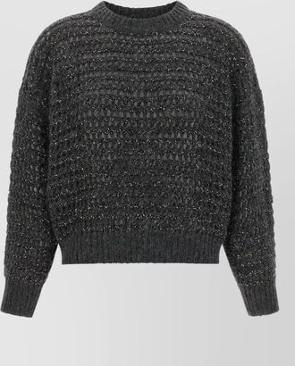 Brunello Cucinelli wool cashmere open mesh striped sweatshirt