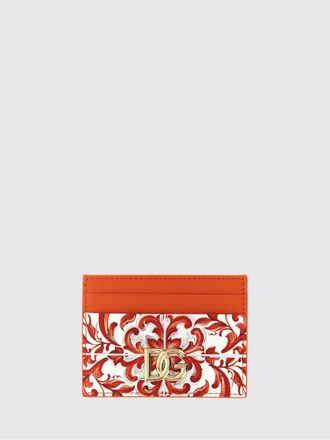 Dolce & Gabbana Maiolica Calfskin Leather Card Holder with DG Logo