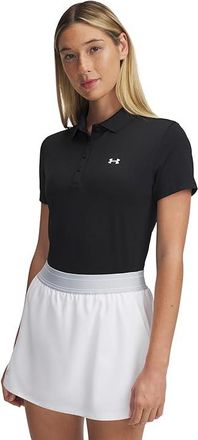 Under Armour Active Short Sleeve Polo Womens Clothing Black/White : LG (US 12-14), Elastane/Polyester