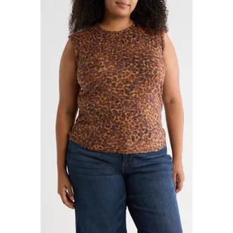Democracy Leopard Print Sweater Vest in Biscotti/Raisin Multi at Nordstrom Rack, Size 3 X