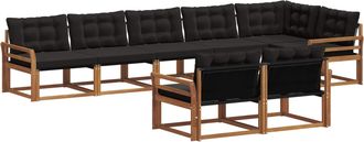 vidaXL Conjunto De Sof&aacute;s De Exterior 8 Uds. Natural Y Negro Vidaxl