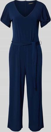 More & More More & More Jumpsuit mit V-Ausschnitt und Bindegürtel in Dunkelblau, Größe 38