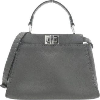 Fendi Pre-owned Peekaboo Mini Handbag - Dames - Vintage Handtas - Grijs - ONE Size - Leer - Vintage