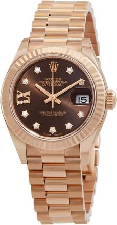 Rolex Lady Datejust Chocolate Dial 18K Everose Gold Diamond Automatic Watch 279175CHRDP