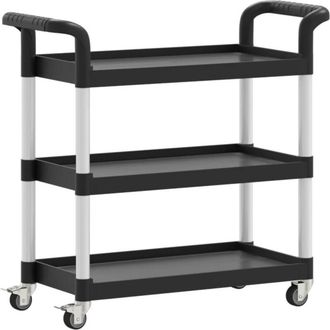 vidaXL Carrito de 3 niveles aluminio negro 77x34x72 cm vidaXL