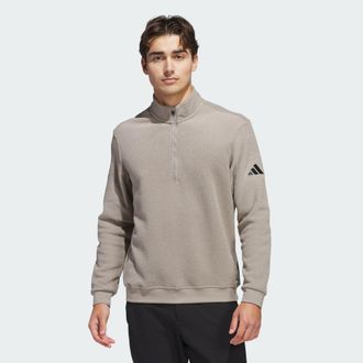 adidas adidas Performance Mens Ultimate365 Terry Cloth Quarter-Zip Pullover - Beige - Size X-Large