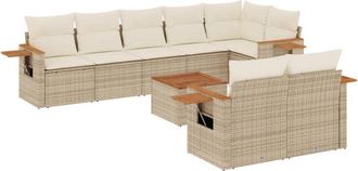 vidaXL Set De Sof&aacute;s De Jard&iacute;n 9 Pzas Con Cojines Rat&aacute;n Sint&eacute;tico Beige Vidaxl