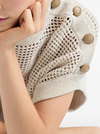 Brunello Cucinelli Womens Buttoned Open-Knit Top Ss26 W