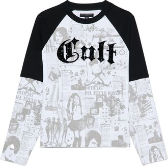 Cult of Individuality Cults Long Sleeve Layered Raglan Tee Propaganda in White