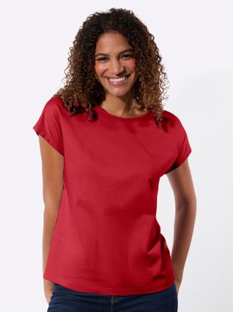 Casual Looks Rundhalsshirt CASUAL LOOKS 2er-Pack Shirts, Damen, Gr. 36, rot, ecru, 100% Baumwolle, unifarben, Rundhals, Shirts Rundhalsshirt