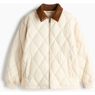 H&M Thermolite Quilted Jacket in Light Beige at Nordstrom, Size Xx-Large