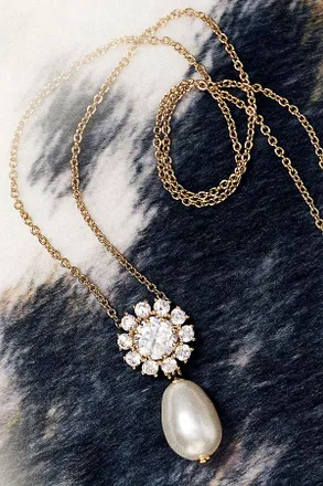 Nadri Sunflower Pearl Drop Necklace