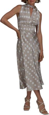 DKNY Print Scarf Sleeveless Midi Dress in Clay/cream at Nordstrom, Size 14