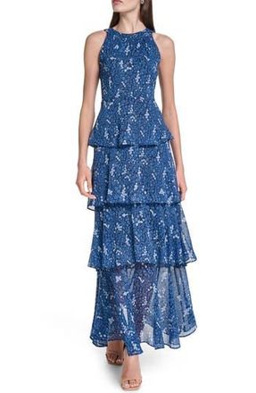 Tommy Hilfiger Tiered Maxi Dress in Sky Captain/Blue at Nordstrom Rack, Size 16