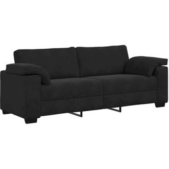vidaXL Sof&aacute; De 3 Plazas Terciopelo Negro 178 Cm Vidaxl