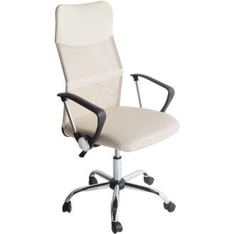 Beliani Beliani - Sedia Ufficio Rete Beige e Ecopelle Alzata a Gas Girevole Inclinabile Design